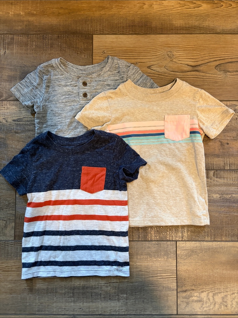 Cat & Jack Boys' Short-Sleeve Pocket Tee Set - Navy, Heather Gray & Cream
